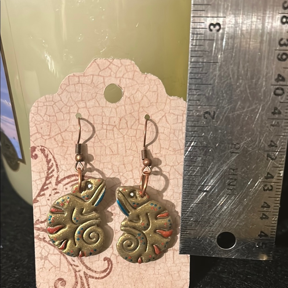 Whimsical chameleon earrings